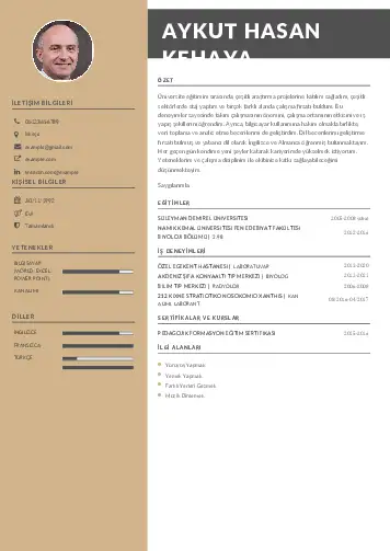 Biyolog CV Örnekleri cv indir